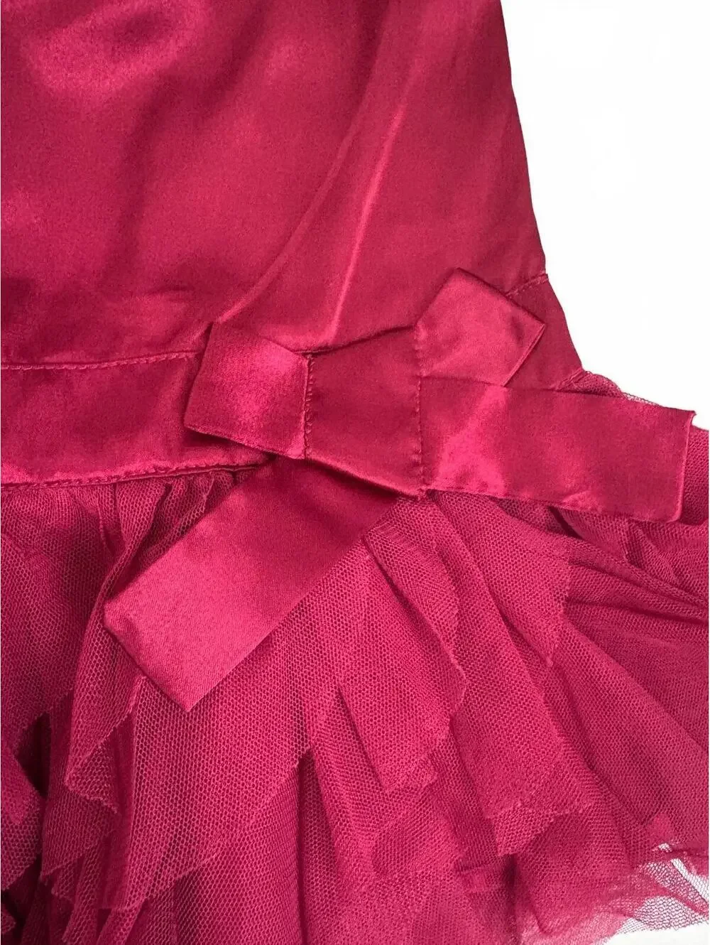 Baby Gap | Burgundy Wine Satin Tulle Ruffle Short Sleeve Dress Bow Size 6-12mo